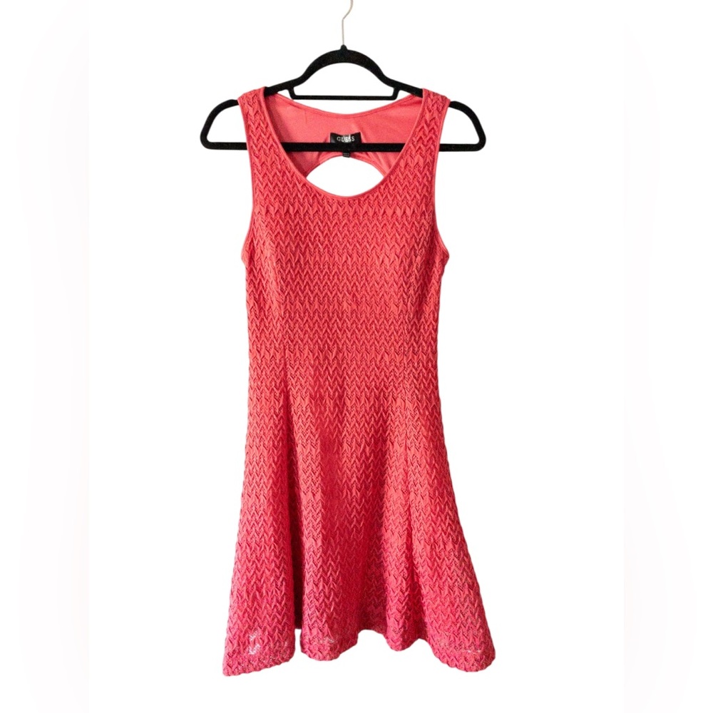 Guess Pink Sleeveless Coral Knit Dress SZ 10 Crochet
